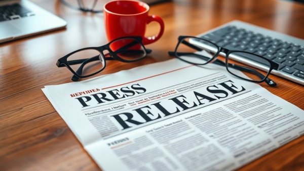 Press release on desk with coffee and glasses, Muskegon lawn services.