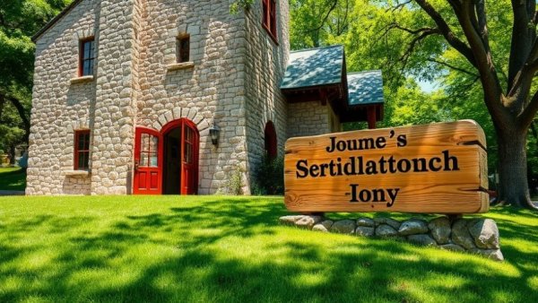 Stone building with sign, related to healthcare needs for older Islanders.