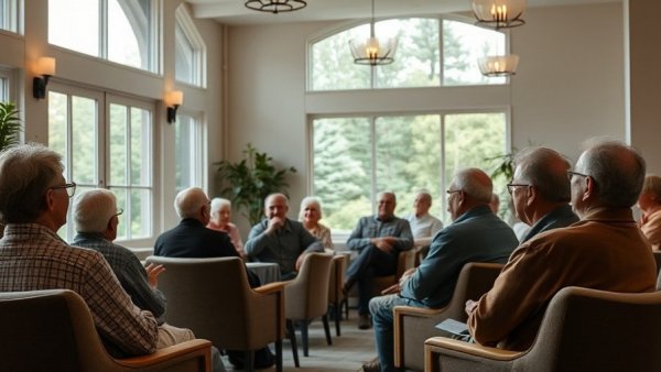 Residents learning in community room, Benefits of Senior Living