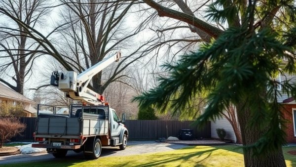 Professional winter tree care in a residential Springfield yard.