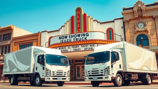 Isuzu Connect partnership with Decisiv: Isuzu trucks at theater.