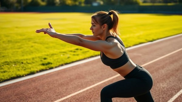 Female athlete stretching on track for gender-specific injury prevention.