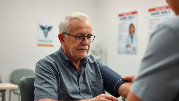 Older male patient receiving a blood pressure check in a clinic, related to Medicaid and Medicare D-SNP plans Nevada.