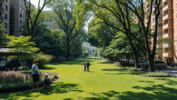 Copenhagen climate adaptation project featuring a vibrant urban park with people exploring.