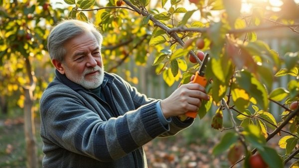 Participant attending fruit tree pruning class in Sebastopol garden.