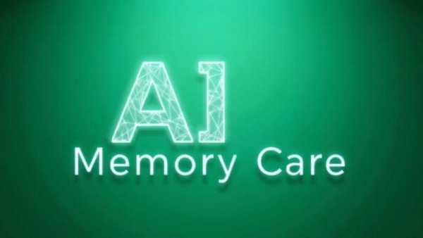 AI in Memory Care: Navigating Memory Care with Strategic AI on clear green background.