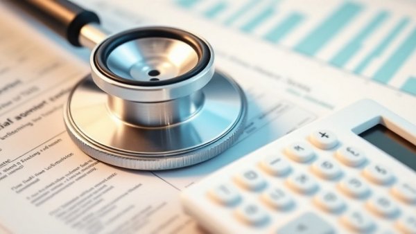Medicare Part B plan options Muskegon visualized with stethoscope, bills, and calculator, financial planning theme.