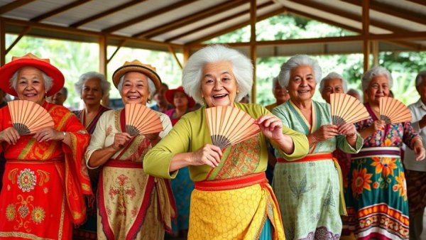 Hawaiʻi older adults engaging in traditional dance to address health disparities at a senior center.