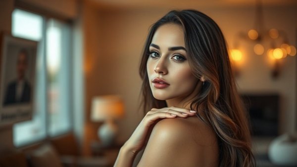 Elegant woman promoting beauty supply chain innovation in Africa.