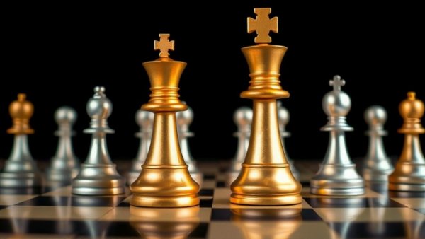 Golden king piece surrounded by silver and gold pawns signifying a kingmaking strategy in AI investments.