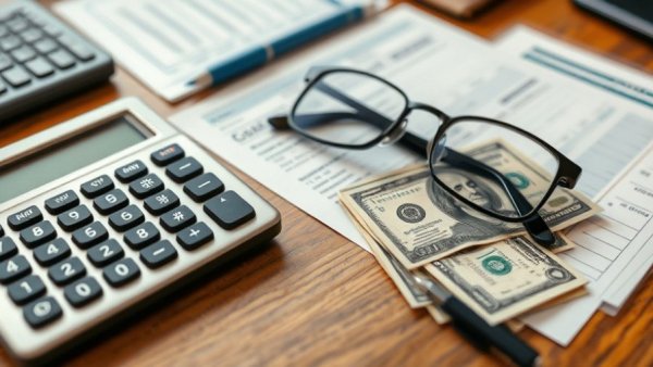 Small business support financial documents and cash on desk.