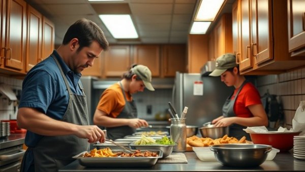 Volunteers preparing free holiday meals for seniors in West Michigan.