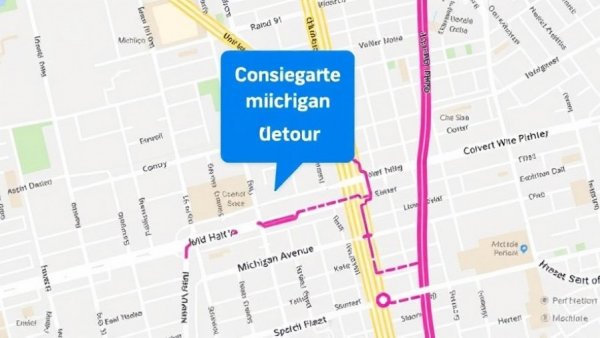 Map of Michigan Avenue construction project updates with detour routes.