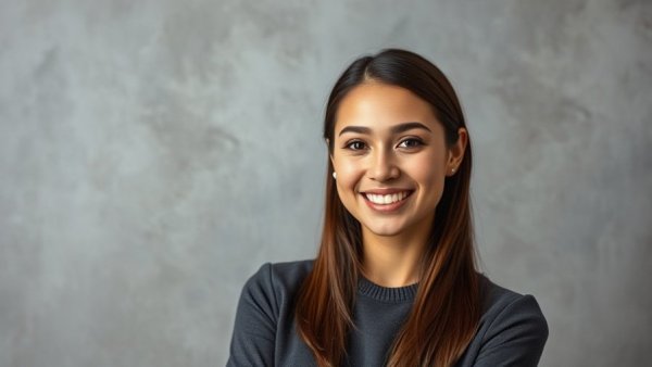 Professional portrait of smiling young woman for Grand Rapids economic development news.