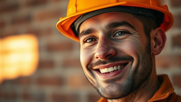 Close-up of a smiling construction worker in Michigan.