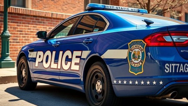 Michigan State Police car associated with medical emergencies while driving.