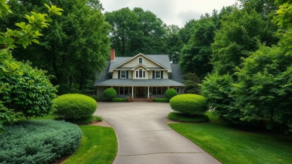 Suburban home in lush green setting, Tompkins County real estate.