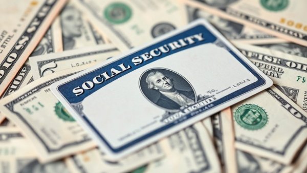 Close-up view of a Social Security card and US money representing changes.