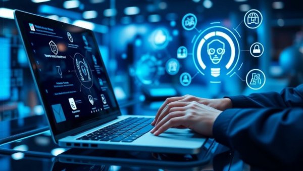 AI-integrated workspace emphasizing autism-inclusive workforce.