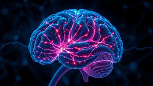 Digital brain illustration highlighting neural pathways for Centaurin-α1 Alzheimer's study.