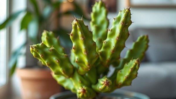 Wilting Christmas cactus with overwatered leaves in a metallic pot.