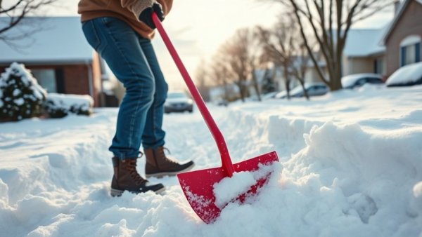 Snow removal residential near me Muskegon, person shoveling path.