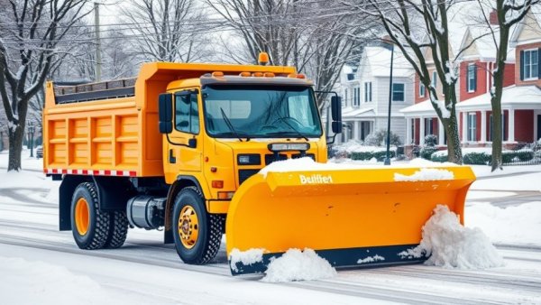 Efficient snow removal service in Muskegon using a large plow truck.