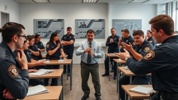 Emergency responders attending self-defense training session.