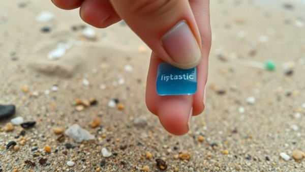 Microplastics on fingers highlighting environmental impact, close-up.