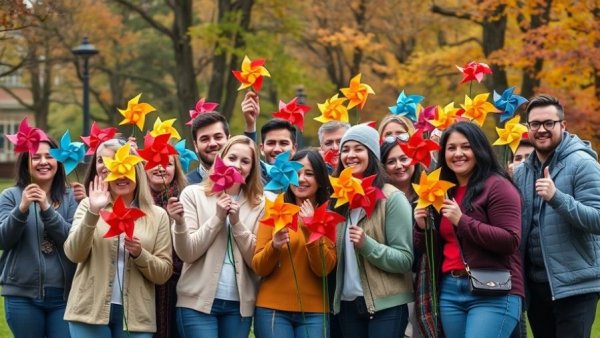 Participants holding pinwheel flowers at 2025 Walk to End Alzheimer’s Tyler event.