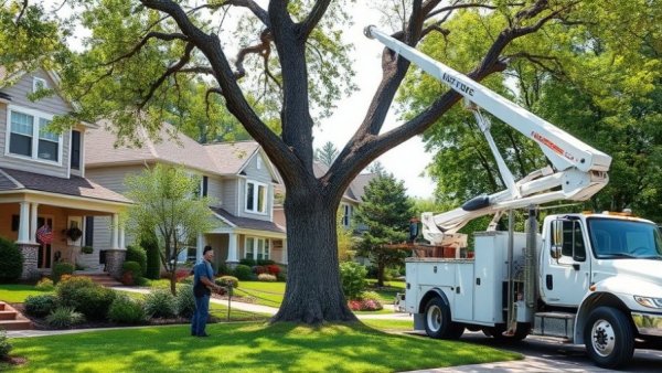 Expert Tree Removal Service in Maitland FL in action with crane and crew.