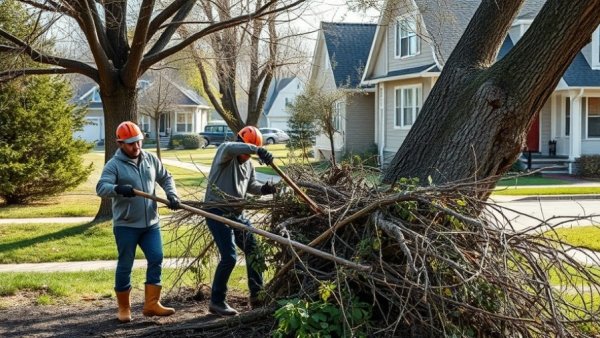 Tree removal service in Central Texas hauling away branches.