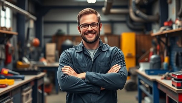 AI in design: man in workshop smiling confidently