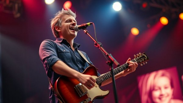 Iconic musician performing on stage at the Bob Dylan 2026 tour, vibrant lighting.