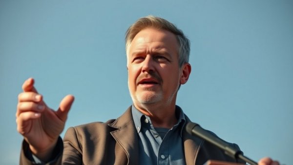 Middle-aged man speaking outdoors, related to Medicare Advantage plan comparisons Muskegon.