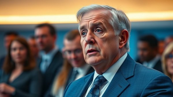 Thoughtful man in blue suit discussing Medicare Advantage plan comparisons Muskegon.