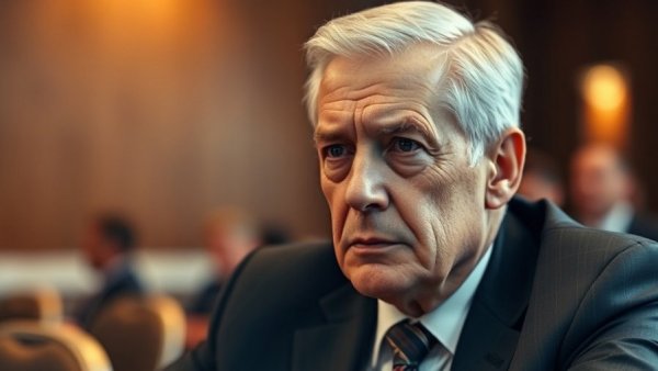 Serious older man in a suit at conference room for long-term health coverage Muskegon.