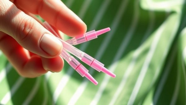 Hormone therapy for menopause applicators in hand, detailed view.