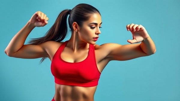 Woman in vibrant red sports bra, mid-action, best high-impact sports bras.