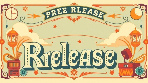 Retro press release graphic design with vintage style elements.