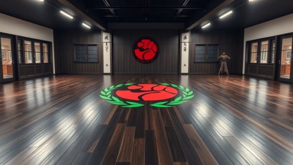 Brightly lit martial arts dojo floor at Carbo's Tang Soo.