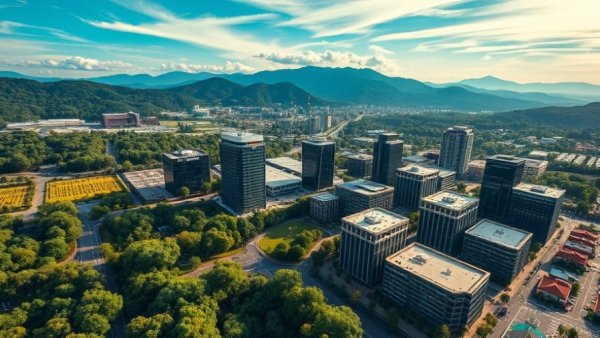 Aerial view of tech hub illustrating startup growth strategies.