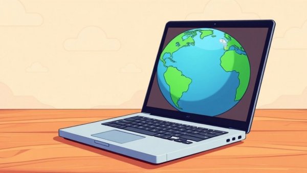 Whimsical illustration of a laptop and globe for retirement age eligibility facts Muskegon.