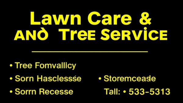 Expert lawn care and tree services advertisement, bold and clear design.