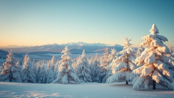 Record-breaking holiday travel predictions in serene snowy landscape.