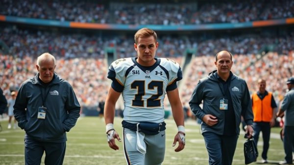 Patriots player with staff on the field, Patriots vs. Bills Injury Report