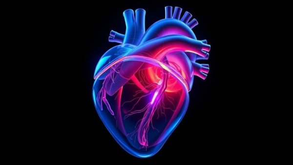 3D heart rendering showing anatomical highlights linked to heart disease risk.