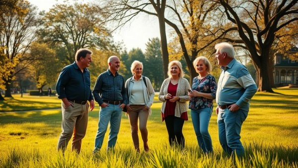 Mature adults socializing in sunny park, Social Security beneficiaries tax changes 2025.