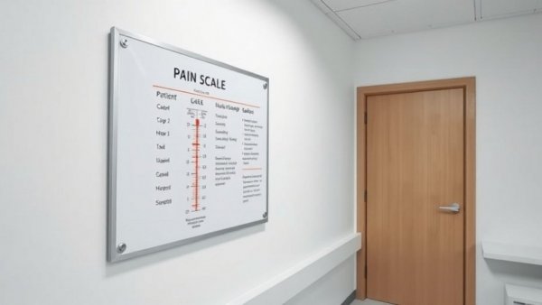 Hospital room whiteboard and pain scale, long-term health coverage Muskegon.