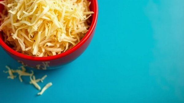 Sauerkraut in red bowl on blue background, fermented foods for gut health.